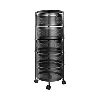 5 -Tier Storage Trolley Cart Black 31x31x86cm