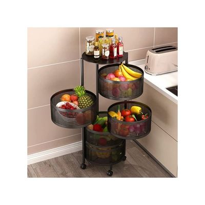 5 -Tier Storage Trolley Cart Black 31x31x86cm