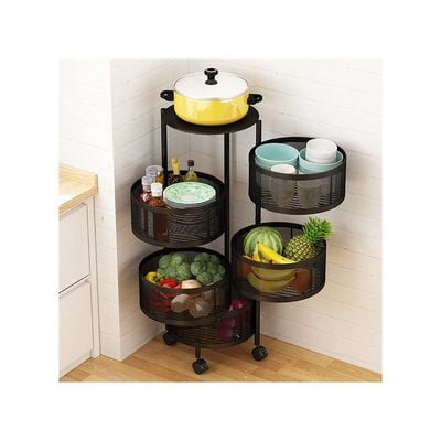 5 -Tier Storage Trolley Cart Black 31x31x86cm