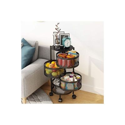 Rotating Shelf Basket Black 31x31x73 cm