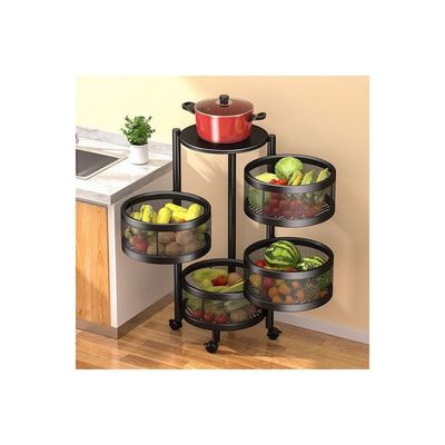 Rotating Shelf Basket Black 31x31x73 cm