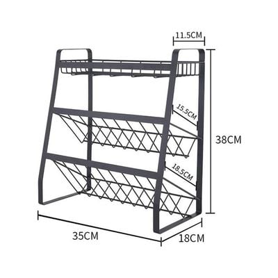 Three-Layer Storage Shelf Black 35x18x38cm