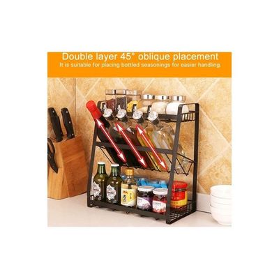 Three-Layer Storage Shelf Black 35x18x38cm