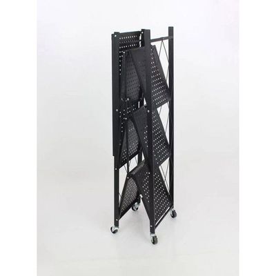 4-Layered Foldable Storage Rack With Wheels Black 34x71x124cm