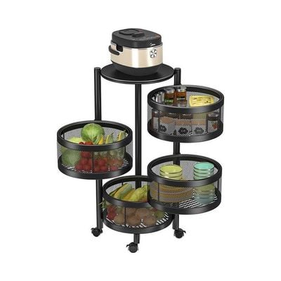 Rotating Shelf Basket Black 75x34x34cm