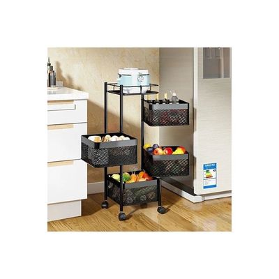 Rotating Storage Rack Basket Black 75x34x34cm