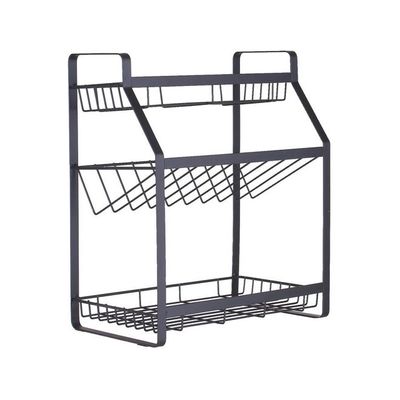 Stainless Steel 3-Tiered Spice Rack Grey 41x26x36.50centimeter