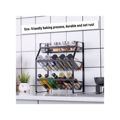 3-Tier Bottle Holder Organizer Spice Rack Black 41 x 26 x 36.50centimeter