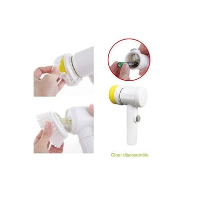 5-In-1 Electric Cleaning Brush White/Yellow 17x22.5x7.5centimeter