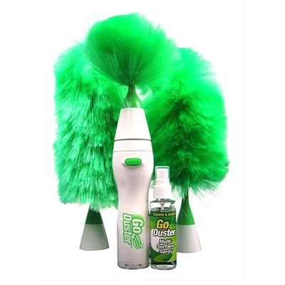 3-Piece Electrostatic Dust Cleaning Brush Set With Multi-Surface Spray Green/White/Clear