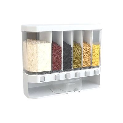 Multi Compartment Wall Mounted Dry Food Dispenser Clear/White 23.5x39x16.6centimeter