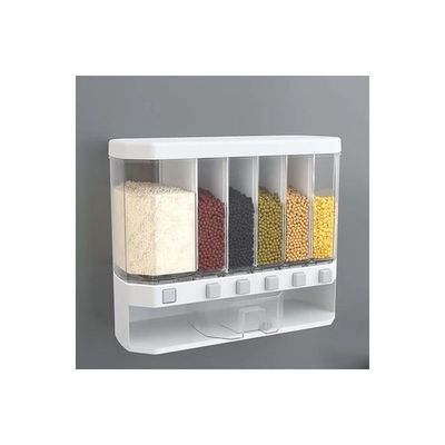 Multi Compartment Wall Mounted Dry Food Dispenser Clear/White 23.5x39x16.6centimeter