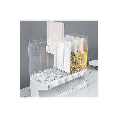 Multi Compartment Wall Mounted Dry Food Dispenser Clear/White 23.5x39x16.6centimeter