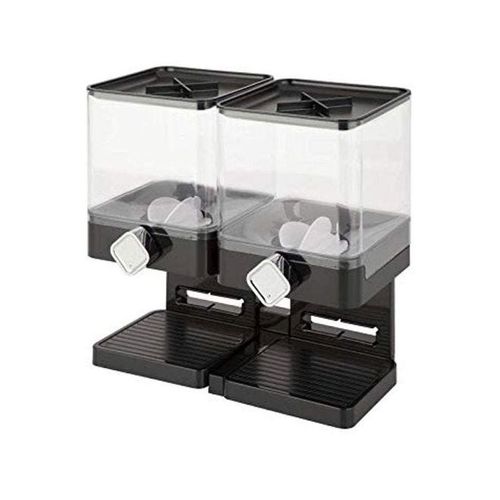 Double Cereal Dispenser Black/Clear 17.5ounce