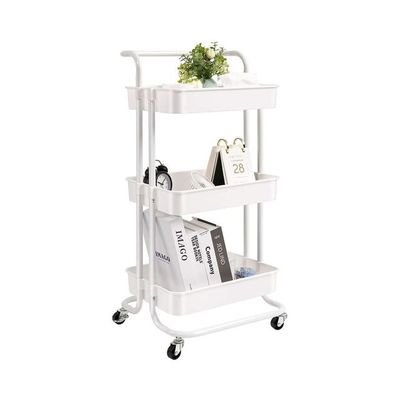 Multifunctional 3-Tier Kitchen Rolling Cart White 17.72x34.25x13.8inch