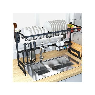 Over The Sink Dish Drying Rack Organizer Black 85cm