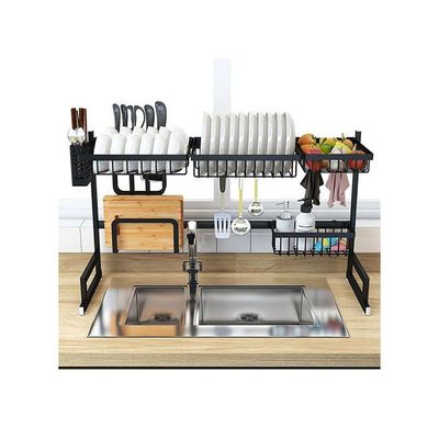 Over The Sink Dish Drying Rack Organizer Black 85cm