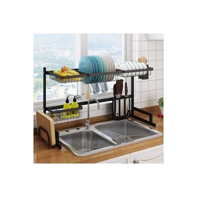 Stainless Steel Dish Drying Rack Over Sink Black