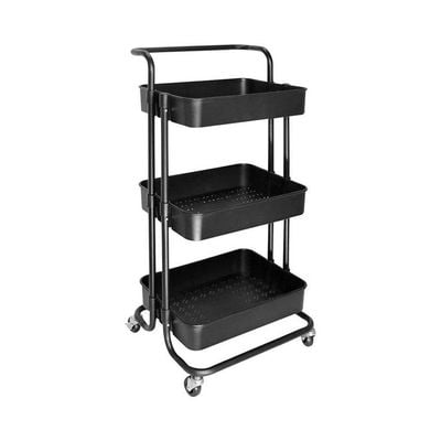 3-Tier Rolling Storage Cart Black 87cm