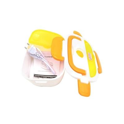 Multifunctional Electric Heating Lunch Box With Spoon Orange/White 620g