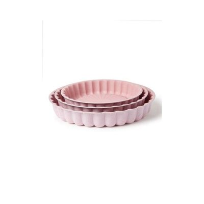 3-Piece Granite Cake Pan Set Pink Round Pan 1 (24), Round Pan 2 (28), Round Pan 3 (32)cm