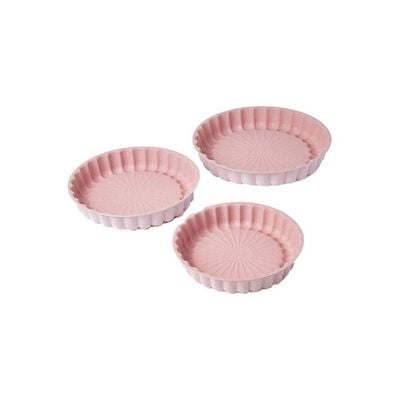 3-Piece Granite Cake Pan Set Pink Round Pan 1 (24), Round Pan 2 (28), Round Pan 3 (32)cm