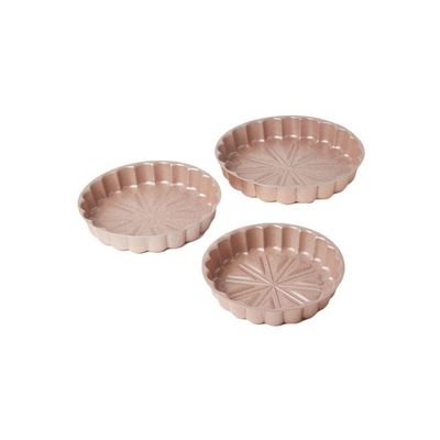 3-Piece Granite Cake Pan Set Brown Small (24), Medium (28), Big (32)cm