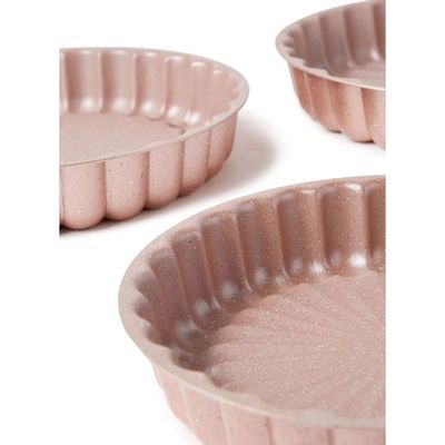 3-Piece Granite Cake Pan Set Beige Small Pan (24), Medium Pan (28),  Pan (32)cm