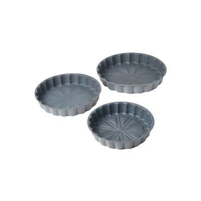 3-Piece Granite Cake Pan Set Grey Small Pan (24), Medium Pan (28), Large Pan (32)cm
