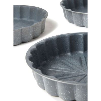 3-Piece Granite Cake Pan Set Grey Small Pan (24), Medium Pan (28), Large Pan (32)cm