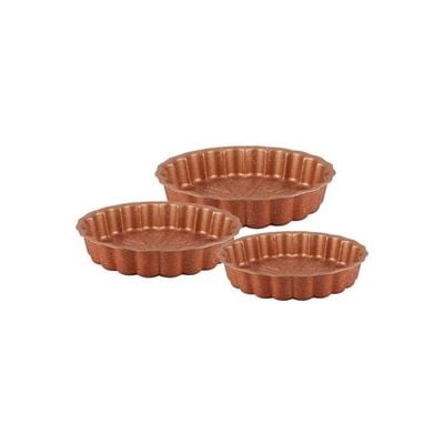 3-Piece Granite Cake Pan Set Brown Small (24), Medium (28), Big (32)cm