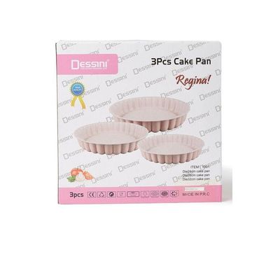 3-Piece Granite Cake Pan Set Rose Gold Small Bakeware Pan (24), Medium Bakeware Pan (28), Large Bakeware Pan (32)cm