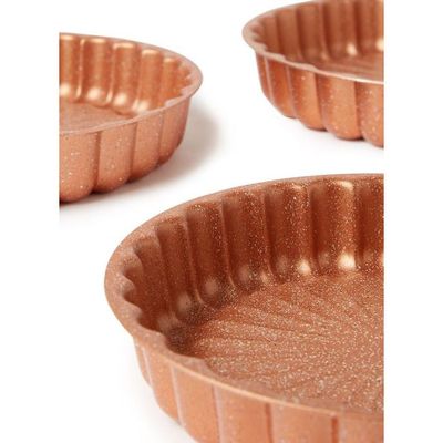 3-Piece Granite Cake Pan Set Rose Gold Small Bakeware Pan (24), Medium Bakeware Pan (28), Large Bakeware Pan (32)cm