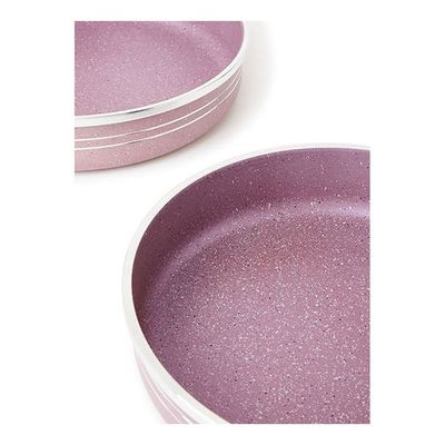 4-Piece Flat Base Non-Stick Granite Bakeware Pan Beige/Brown 24/26/28/30cm