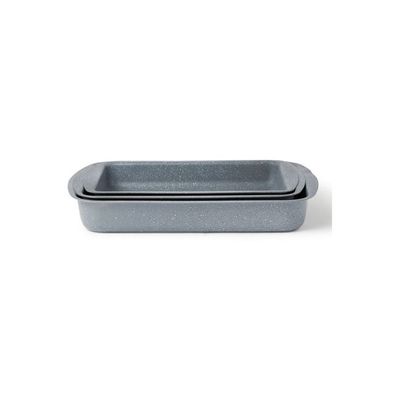 3-Pieces Granite Square Pan Set Grey Square Pan 1 (33x22), Square Pan 2 (35x25), Square Pan 3 (38x28)cm