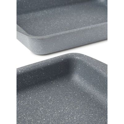 3-Pieces Granite Square Pan Set Grey Square Pan 1 (33x22), Square Pan 2 (35x25), Square Pan 3 (38x28)cm