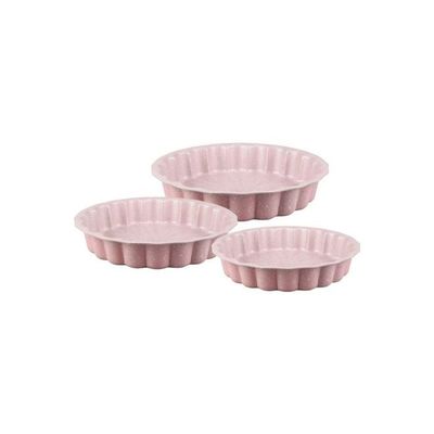 3-Piece Granite Cake Pan Set Pink 32.4 x 30.6 x 10.6cm