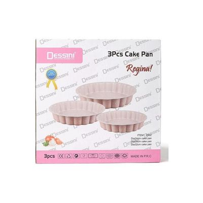 3-Piece Granite Cake Pan Set Pink 32.4 x 30.6 x 10.6cm