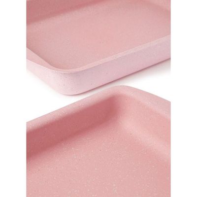 3-Pieces Granite Square Pan Set Pink Square Pan 1 (33x22), Square Pan 2 (35x25), Square Pan 3 (38x28)cm