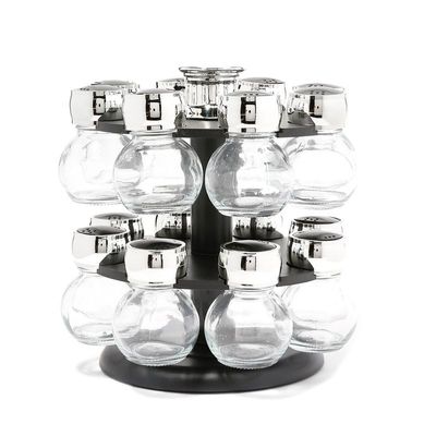 16-Piece Spice Rack Set Black/Clear/Silver standard