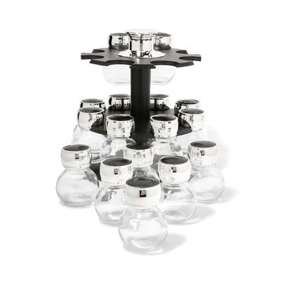 16-Piece Spice Rack Set Black/Clear/Silver standard