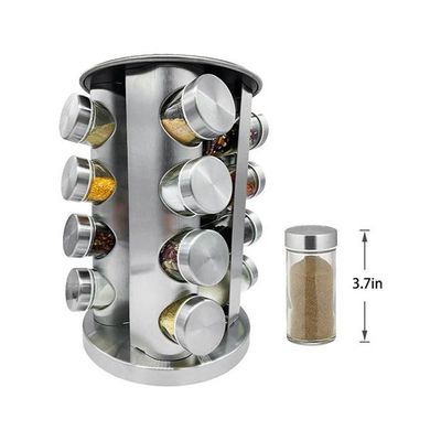 16-Piece Rotating Spice Jar Set silver/Clear 9 x 27cm