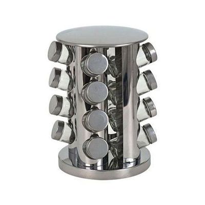 Spice Jar Set With Stand Silver