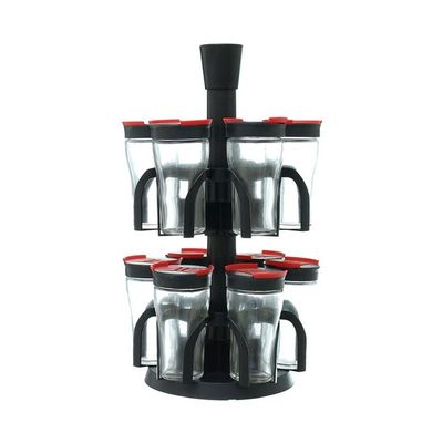 12-Piece Spice Jar With Rack Clear/Black/Red