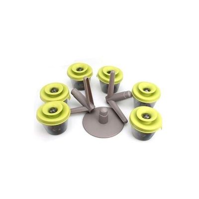 7-Piece Spice Rack And Jar Set Grey/Green/Clear