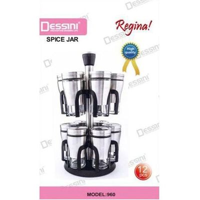 12-Pice Aluminium Spice Jar Set Silver 21x21x34cm