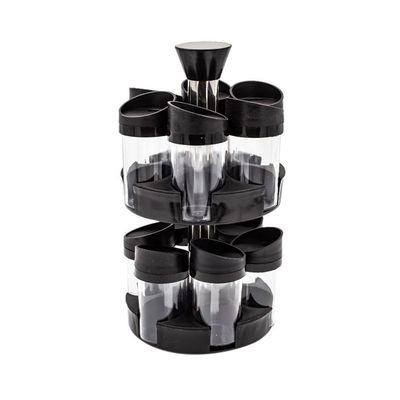 12-Piece Spice Rack Set Black/Clear