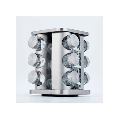 Pack Of 12 Revolving Countertop Spice Rack Silver