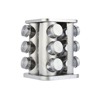 Pack Of 12 Revolving Countertop Spice Rack Silver