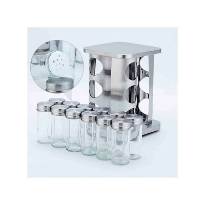 Pack Of 12 Revolving Countertop Spice Rack Silver